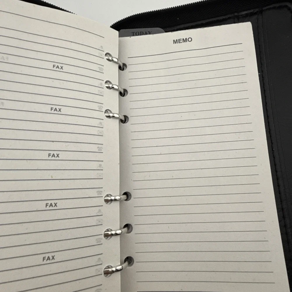 Vintage 90s Y2k‎ Philippe Amiel Leather Black Deluxe Personal Organizer Planner